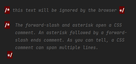 CSS single-line comment and multiline comment